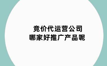 竞价代运营公司哪家好推广产品呢