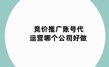 竞价推广账号代运营哪个公司好做
