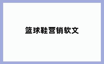 篮球鞋营销软文