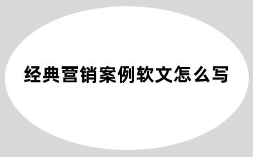 经典营销案例软文怎么写