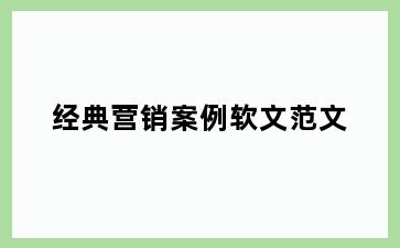 经典营销案例软文范文