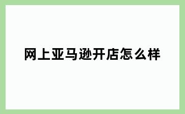 网上亚马逊开店怎么样