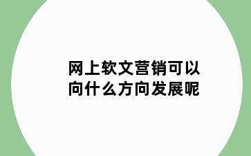 网上软文营销可以向什么方向发展呢