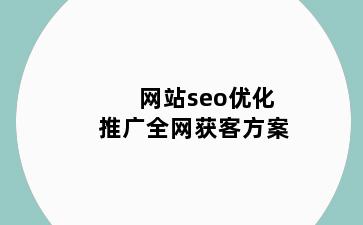 网站seo优化推广全网获客方案