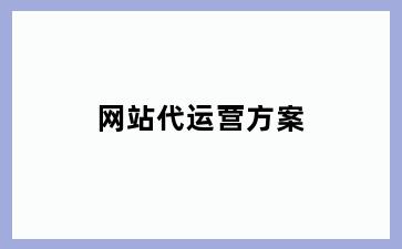 网站代运营方案