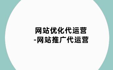 网站优化代运营-网站推广代运营