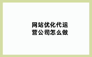 网站优化代运营公司怎么做