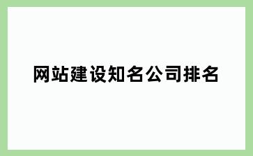网站建设知名公司排名
