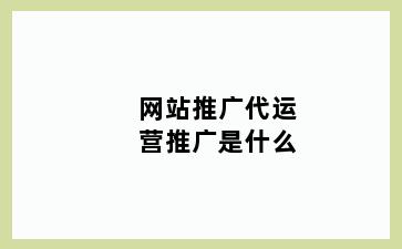网站推广代运营推广是什么