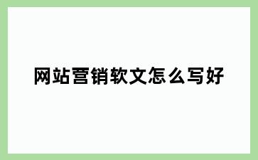 网站营销软文怎么写好