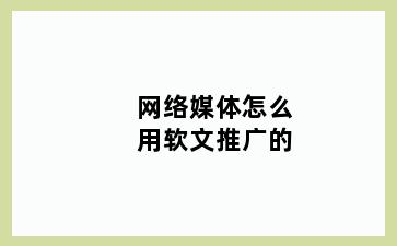 网络媒体怎么用软文推广的