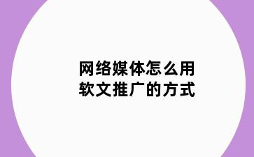 网络媒体怎么用软文推广的方式