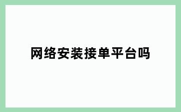 网络安装接单平台吗