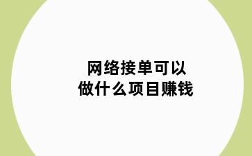 网络接单可以做什么项目赚钱
