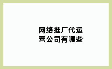 网络推广代运营公司有哪些