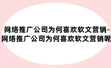 网络推广公司为何喜欢软文营销-网络推广公司为何喜欢软文营销呢