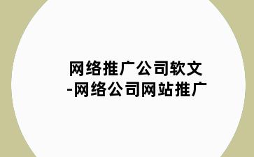 网络推广公司软文-网络公司网站推广