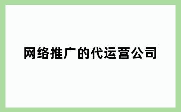 网络推广的代运营公司