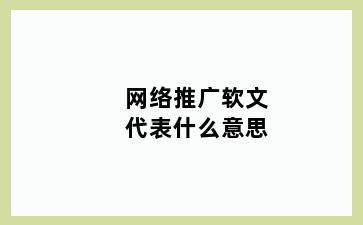 网络推广软文代表什么意思