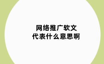 网络推广软文代表什么意思啊