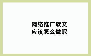 网络推广软文应该怎么做呢