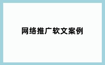 网络推广软文案例
