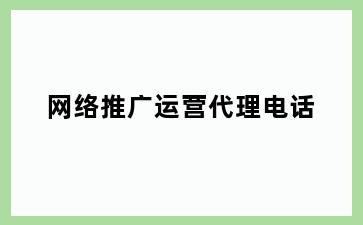 网络推广运营代理电话