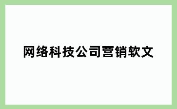 网络科技公司营销软文