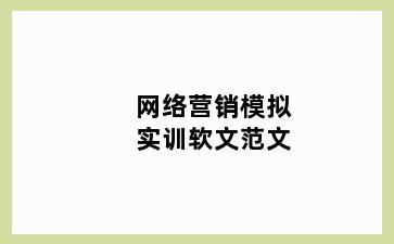 网络营销模拟实训软文范文