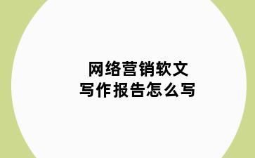 网络营销软文写作报告怎么写