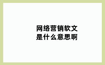 网络营销软文是什么意思啊
