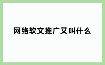 网络软文推广又叫什么