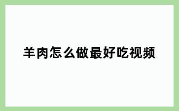 羊肉怎么做最好吃视频