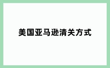 美国亚马逊清关方式