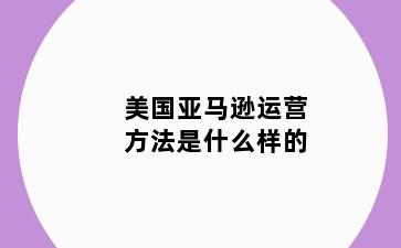 美国亚马逊运营方法是什么样的