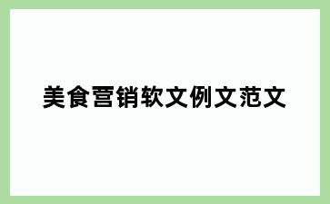 美食营销软文例文范文