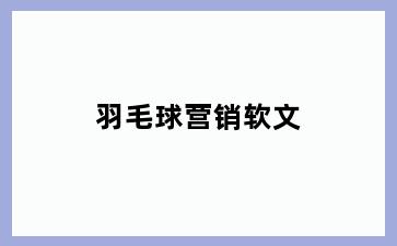 羽毛球营销软文