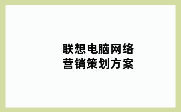 联想电脑网络营销策划方案