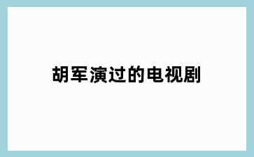 胡军演过的电视剧