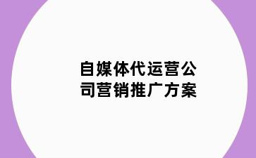自媒体代运营公司营销推广方案