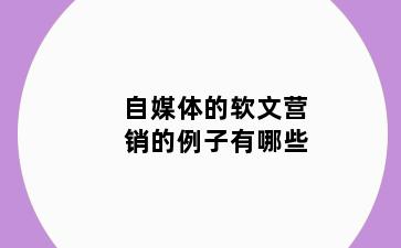 自媒体的软文营销的例子有哪些
