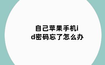 自己苹果手机id密码忘了怎么办