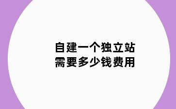 自建一个独立站需要多少钱费用