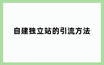 自建独立站的引流方法