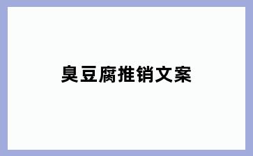臭豆腐推销文案