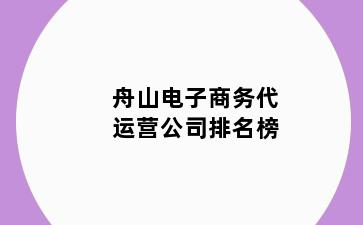 舟山电子商务代运营公司排名榜
