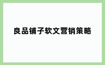 良品铺子软文营销策略
