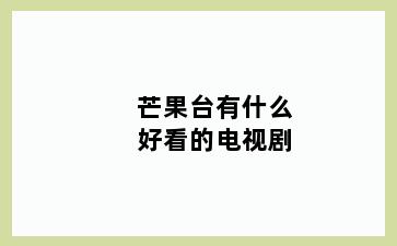 芒果台有什么好看的电视剧