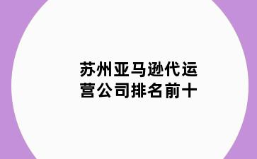 苏州亚马逊代运营公司排名前十
