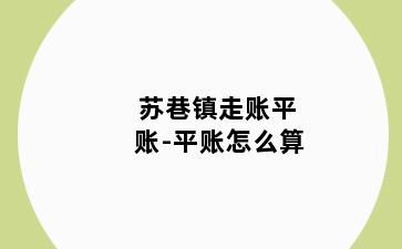 苏巷镇走账平账-平账怎么算